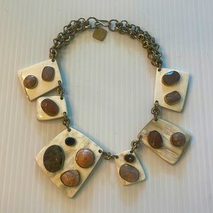Ashley pittman horn and stone necklace with brass